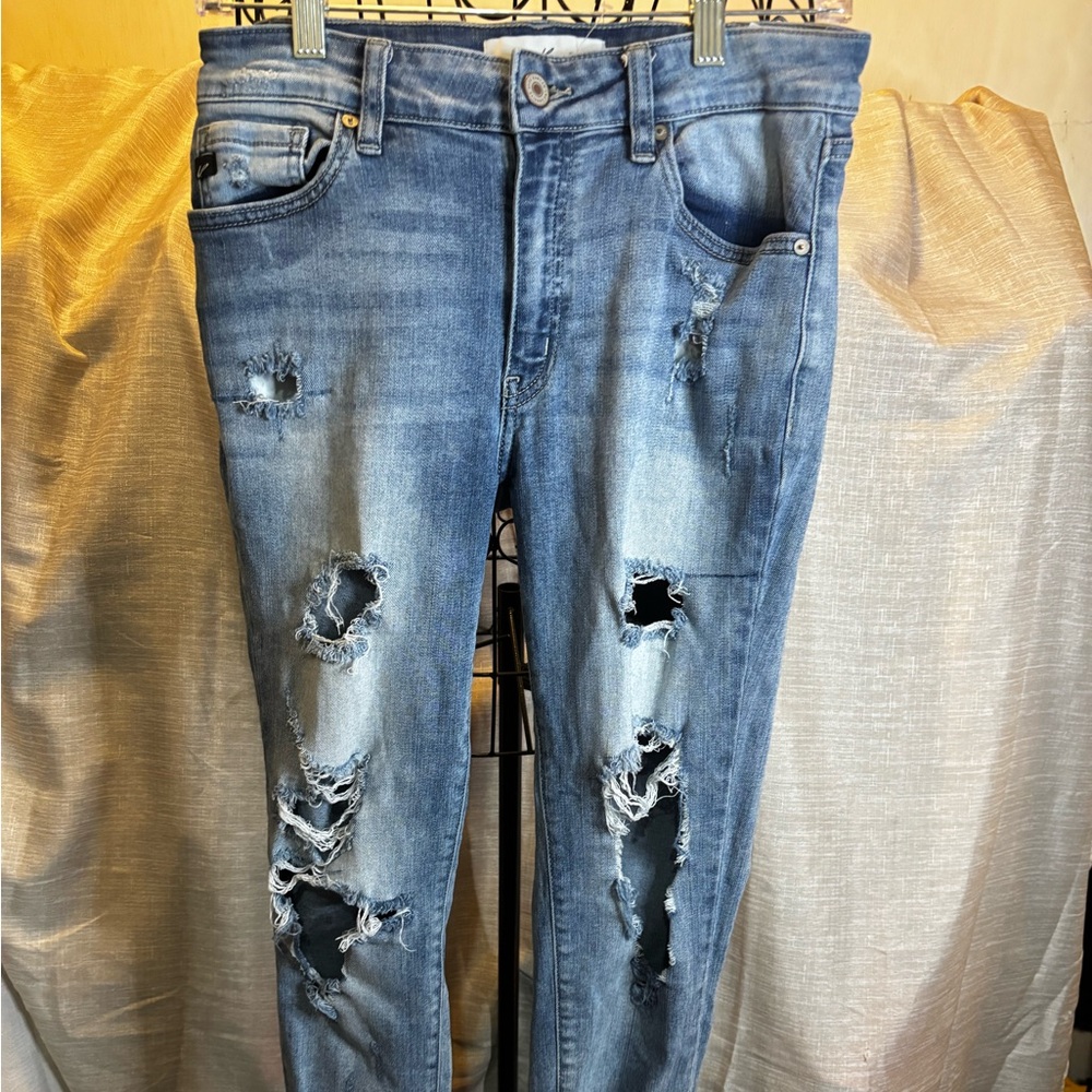 KanCan Distressed Boyfriend Jeans in Blue